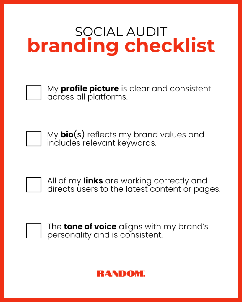 Graphic of a checklist showing the steps to do a social audit