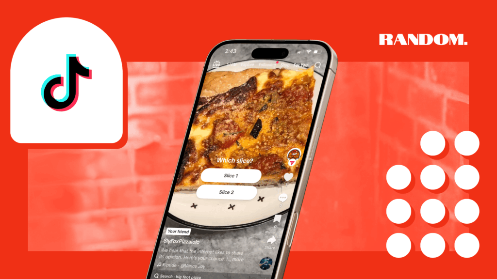 smartphone with the tiktok app open showing a home made pizza