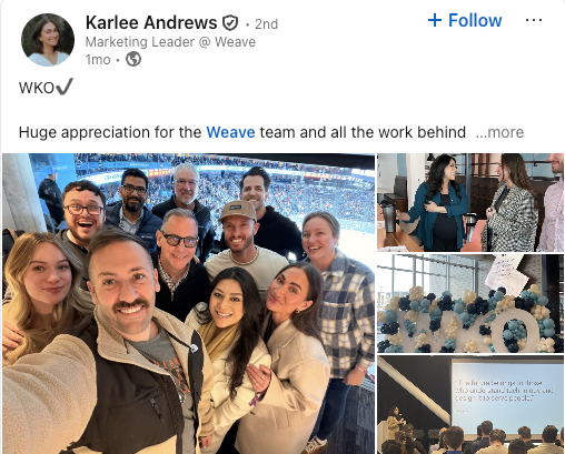 Screenshot of Employee Linkedin Post