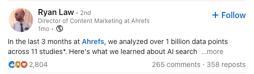 Screenshot of Employee Linkedin Post